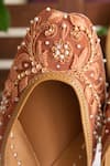 Shop_Amaryllis For Her_Brown Thread Coco And Pearl Embroidered Juttis _at_Aza_Fashions