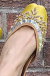 Amaryllis For Her_Green Crystal Stone Diamond Vine Embroidered Juttis _at_Aza_Fashions