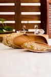 Shop_Amaryllis For Her_Gold Dabka And Sequin Embroidered Juttis_at_Aza_Fashions