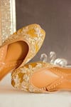 Shop_Amaryllis For Her_Gold Dabka And Sequin Embroidered Juttis _Online_at_Aza_Fashions