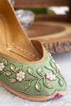 Buy_Amaryllis For Her_Green Pearl Ivy Bloom Embroidered Juttis _Online_at_Aza_Fashions