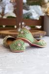 Shop_Amaryllis For Her_Green Pearl Ivy Bloom Embroidered Juttis _Online_at_Aza_Fashions