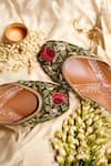 Buy_Amaryllis For Her_Green Zardozi Pakeezah Rosa Embroidered Juttis _Online_at_Aza_Fashions