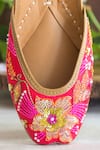 Amaryllis For Her_Pink Sequin Paneri Bloomy Embroidered Juttis _Online_at_Aza_Fashions