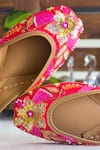 Amaryllis For Her_Pink Sequin Paneri Bloomy Embroidered Juttis _at_Aza_Fashions