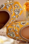 Shop_Amaryllis For Her_Yellow Sequin Phillauri Gul Vine Embroidered Juttis _at_Aza_Fashions