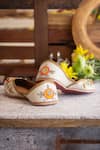 Amaryllis For Her_Off White Gota Phulkari Embroidered Juttis _at_Aza_Fashions