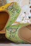 Shop_Amaryllis For Her_Green Zari Willow Butterfly Embroidered Juttis _at_Aza_Fashions