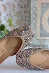 Amaryllis For Her_Grey Pearl Zarina Persian Bloom Embroidered Juttis _Online_at_Aza_Fashions