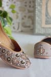 Buy_Amaryllis For Her_Grey Pearl Zarina Persian Bloom Embroidered Juttis _Online_at_Aza_Fashions