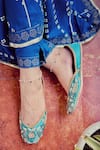 Buy_Amaryllis For Her_Green Sequin Zoya Phool Vine Embroidered Juttis _at_Aza_Fashions