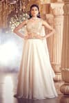 Buy_Alaya Advani_Ivory Blouse Net Embellished Feather Glass Neck Lehenga Embroidered Set 