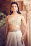 Buy_Alaya Advani_Ivory Blouse Net Embellished Feather Glass Neck Lehenga Embroidered Set _Online