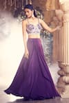 Buy_Alaya Advani_Purple Blouse Net Embroidered Floral Sweetheart Draped Lehenga With _at_Aza_Fashions