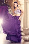 Alaya Advani_Purple Blouse Net Embroidered Floral Sweetheart Draped Lehenga With _Online