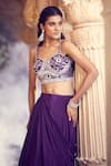 Shop_Alaya Advani_Purple Blouse Net Embroidered Floral Sweetheart Draped Lehenga With _Online_at_Aza_Fashions