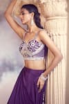 Buy_Alaya Advani_Purple Blouse Net Embroidered Floral Sweetheart Draped Lehenga With 