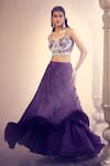 Buy_Alaya Advani_Purple Blouse Net Embroidered Floral Sweetheart Draped Lehenga With _Online