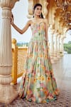 Alaya Advani_Multi Color Corset And Lehenga Tissue Printed Floral Sweetheart Pleated Set _Online_at_Aza_Fashions