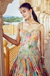 Buy_Alaya Advani_Multi Color Corset And Lehenga Tissue Printed Floral Sweetheart Pleated Set _Online_at_Aza_Fashions