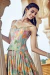 Shop_Alaya Advani_Multi Color Corset And Lehenga Tissue Printed Floral Sweetheart Pleated Set 