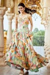 Buy_Alaya Advani_Multi Color Corset And Lehenga Tissue Printed Floral Sweetheart Pleated Set _Online