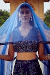 Buy_Alaya Advani_Blue Blouse And Dupatta Net Embroidered Sequins V Neck Lehenga Set _Online_at_Aza_Fashions