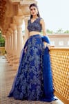 Buy_Alaya Advani_Blue Blouse And Dupatta Net Embroidered Sequins V Neck Lehenga Set 