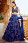 Alaya Advani_Blue Blouse And Dupatta Net Embroidered Sequins V Neck Lehenga Set _Online