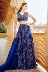 Buy_Alaya Advani_Blue Blouse And Dupatta Net Embroidered Sequins V Neck Lehenga Set _Online