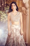 Buy_Alaya Advani_Gold Blouse And Dupatta Net Embroidered Sequins V Neck Tropical Lehenga Set _Online_at_Aza_Fashions