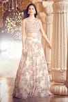 Shop_Alaya Advani_Gold Blouse And Dupatta Net Embroidered Sequins V Neck Tropical Lehenga Set _Online_at_Aza_Fashions