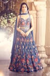 Buy_Alaya Advani_Blue Silk Printed Floral Sweetheart Pleated Lehenga Set _at_Aza_Fashions