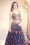 Alaya Advani_Blue Silk Printed Floral Sweetheart Pleated Lehenga Set _Online_at_Aza_Fashions