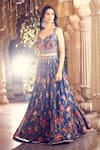 Shop_Alaya Advani_Blue Silk Printed Floral Sweetheart Pleated Lehenga Set _Online_at_Aza_Fashions