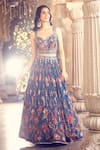 Alaya Advani_Blue Silk Printed Floral Sweetheart Pleated Lehenga Set _at_Aza_Fashions