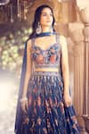 Shop_Alaya Advani_Blue Silk Printed Floral Sweetheart Pleated Lehenga Set 