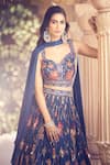 Alaya Advani_Blue Silk Printed Floral Sweetheart Pleated Lehenga Set _Online