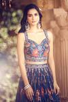 Buy_Alaya Advani_Blue Silk Printed Floral Sweetheart Pleated Lehenga Set _Online