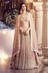 Shop_Alaya Advani_Beige Blouse And Lehenga Silk Hand Work Sequins Sweetheart Embroidered Set _at_Aza_Fashions