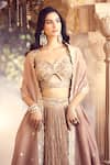 Alaya Advani_Beige Blouse And Lehenga Silk Hand Work Sequins Sweetheart Embroidered Set _at_Aza_Fashions