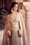 Alaya Advani_Beige Blouse And Lehenga Silk Hand Work Sequins Sweetheart Embroidered Set _Online