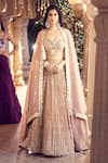 Shop_Alaya Advani_Beige Blouse And Lehenga Silk Hand Work Sequins Sweetheart Embroidered Set _Online