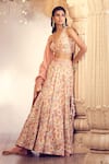 Alaya Advani_Orange Silk Printed Floral Leaf Lehenga Set _at_Aza_Fashions