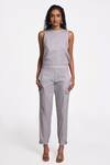 Buy_Terra Luna_Silver 100% Organic Handloom Cotton Solid Astrid Straight Pant _at_Aza_Fashions