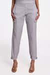 Shop_Terra Luna_Silver 100% Organic Handloom Cotton Solid Astrid Straight Pant _at_Aza_Fashions