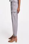 Terra Luna_Silver 100% Organic Handloom Cotton Solid Astrid Straight Pant _Online_at_Aza_Fashions