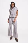 Buy_Terra Luna_Silver 100% Organic Handloom Cotton Solid Shirt Collar Danica _at_Aza_Fashions