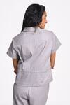 Shop_Terra Luna_Silver 100% Organic Handloom Cotton Solid Shirt Collar Danica _at_Aza_Fashions