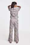 Shop_Terra Luna_Grey 100% Organic Handloom Cotton Abstract Danica Tie-up Pant _at_Aza_Fashions